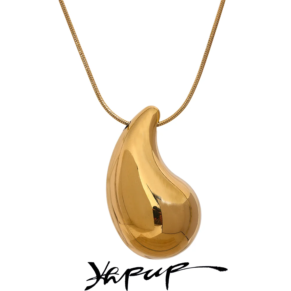 Yhpup 2023 Hot Fashion Stainless Steel Big Water Droplet Necklace