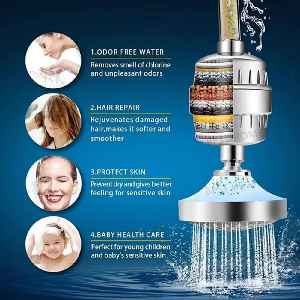 Filter shower head shower water filter 15 stages removes chlorine etc for hard water