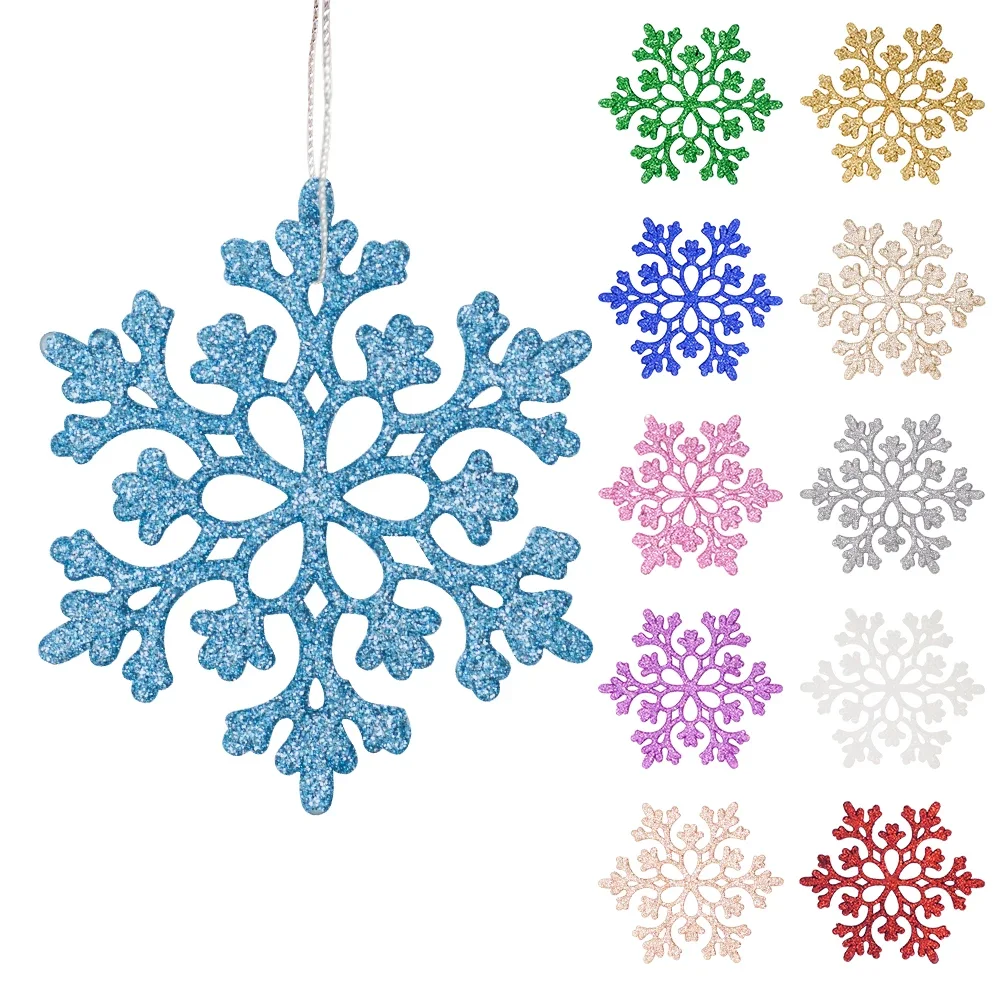 Christmas Ornaments Glitter Snowflake Strings 10pcs