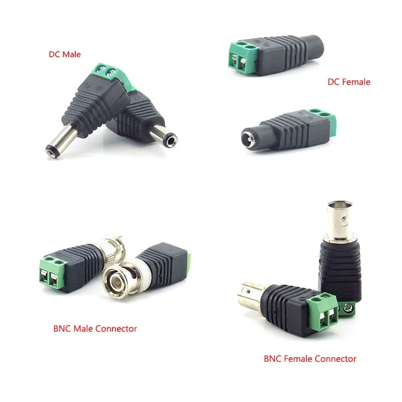 10Pcs Connettore BNC Maschio Balun, Adattatore Terminale Coassiale Verde Connettore Adattatore Di Alimentazione CC Per Videocamera CCTV Video Balun - Foto 3