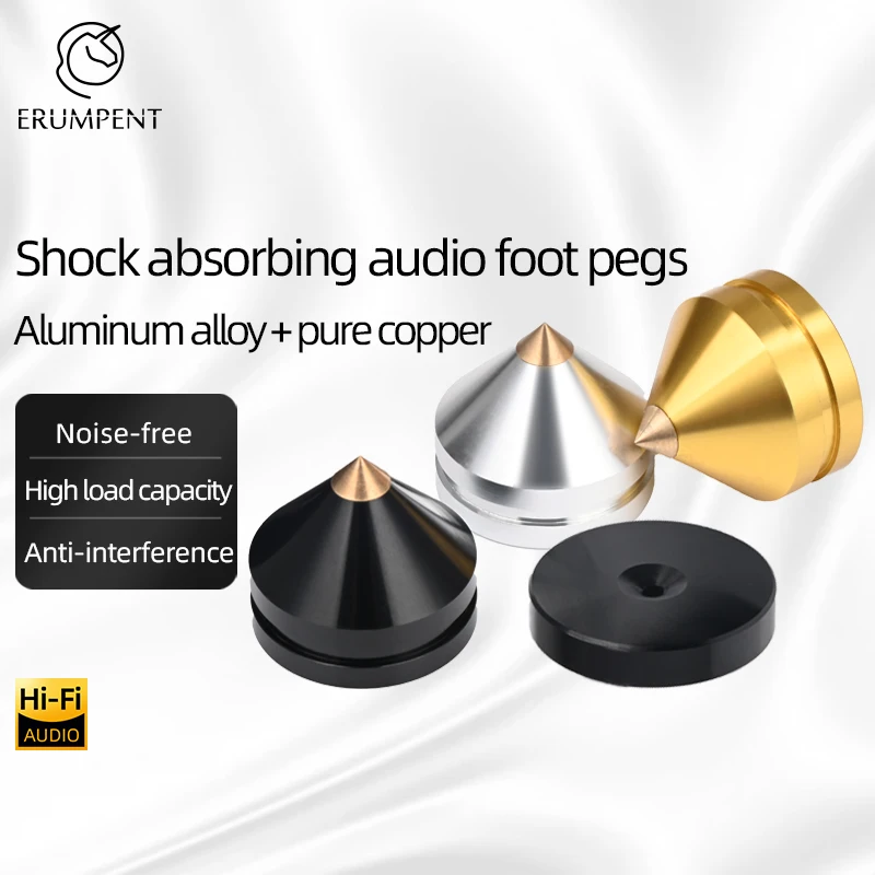 ERUMPENT 4PCS HiFi Speaker Stand Spikes and Amplifier Shock-absorbing Pads