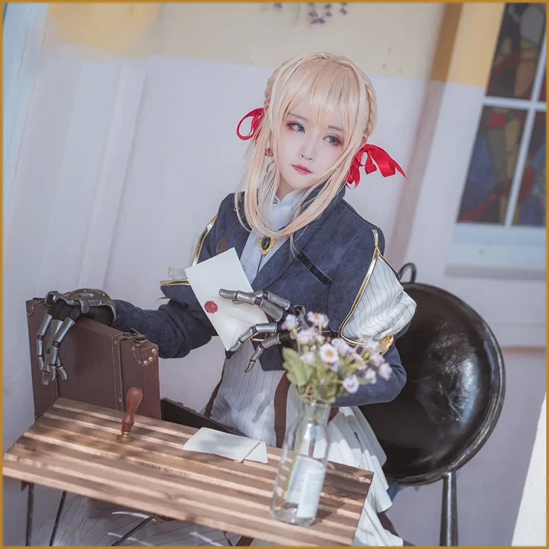 Anime Violet Evergarden Cosplay Costume Halloween Carnival Dress Top Gloves Women Medieval Gothic Uniforms Custom Made