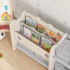 Qaba Kids Toy Storage with 4 Storage Boxes, Bookshelves, Cream White 6