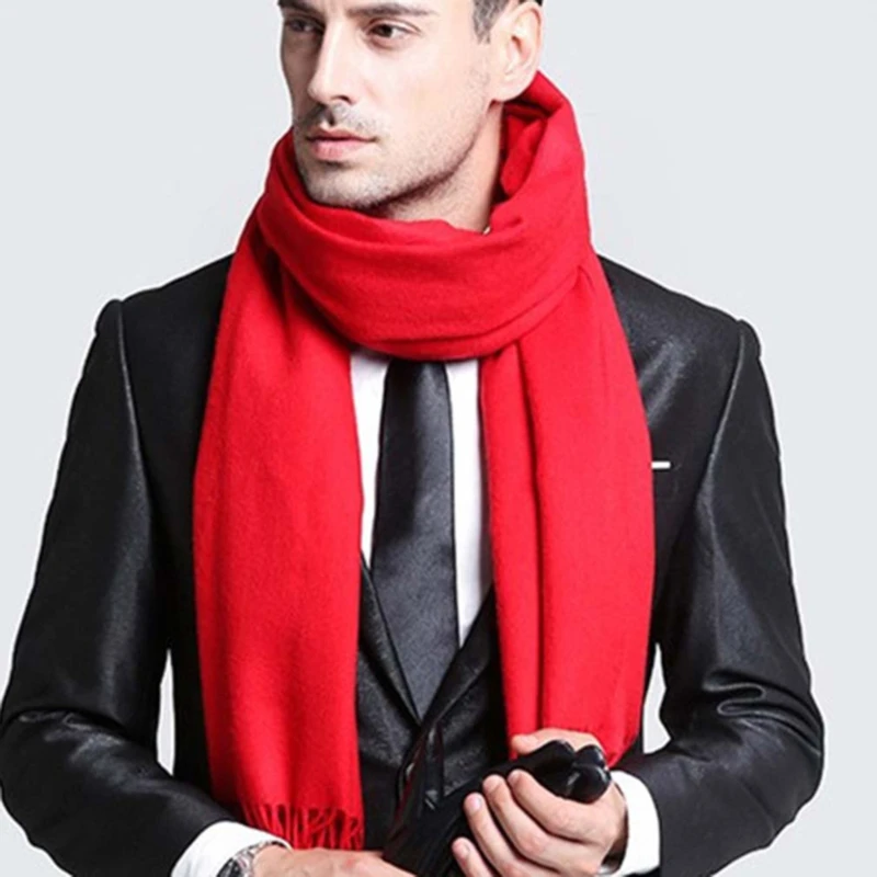 Wool Scarves Winter Soft Warm Cashmere Shawl Thickened Long Tassel Shawl Warm Scarf Fashion Solid Color Women Man Scarf 5