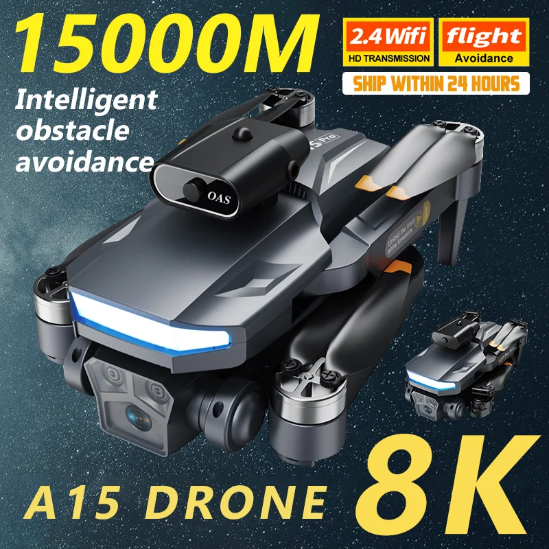 A15 Pro Aerial Drone Folding Optical Flow Automatic Obstacle Avoidance Quadcopter Remote Control Aircraft Toy Birthday Gift