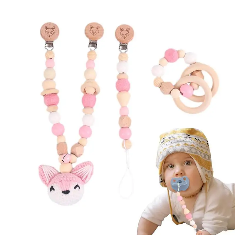 

Ремешок для пустышки с зажимом в виде милой лисы