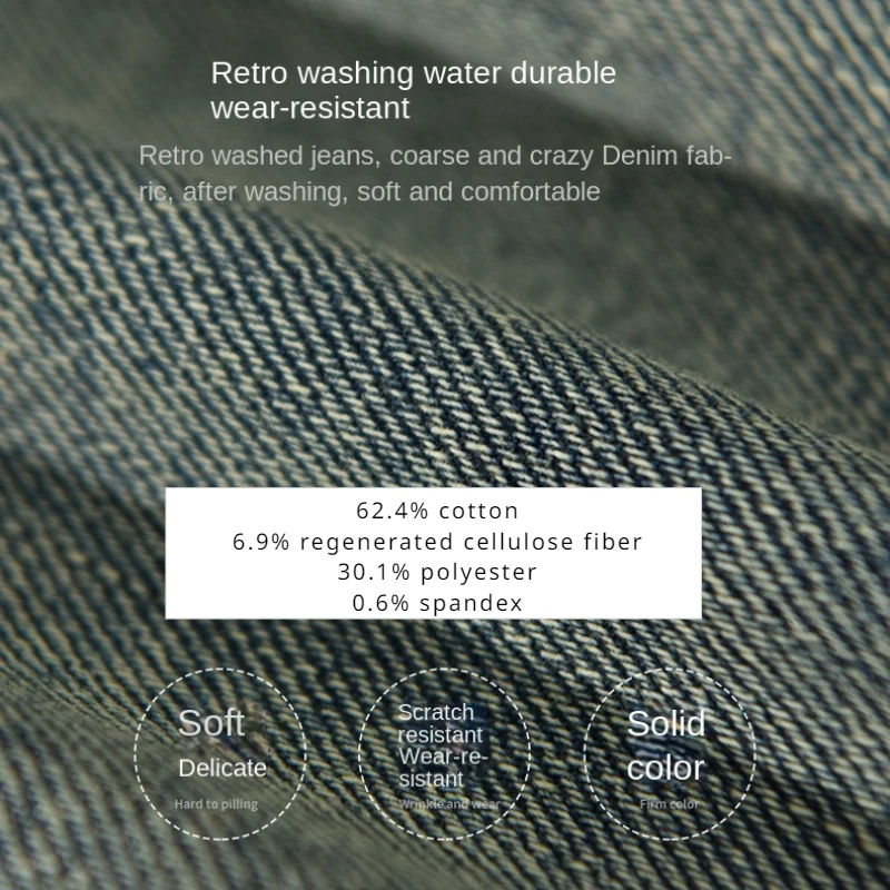 2024 Spring Autumn New Distressed Loose Straight Leg Mens Jeans Washed Soft Cotton Streetwear Cargo Jeans KK1061