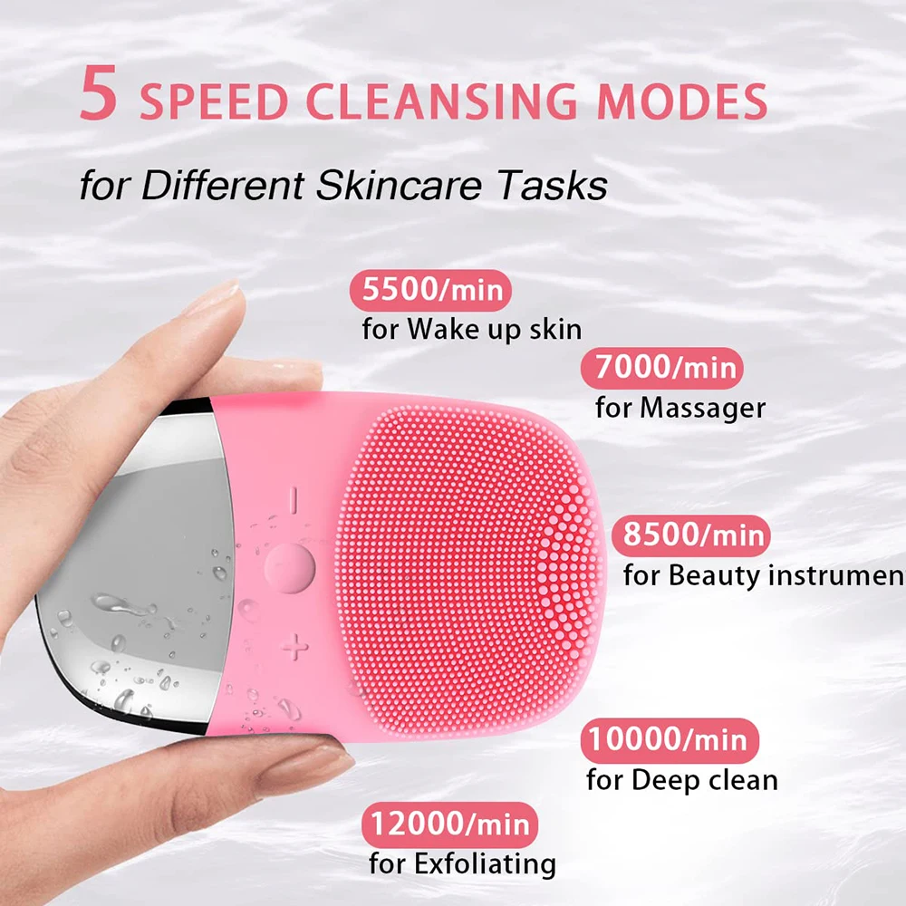 Mini Electric Facial Cleaning Brush Waterproof Face Cleanser Scrubber Exfoliating Massage Vibrating Deep Clean Skin Care Tool
