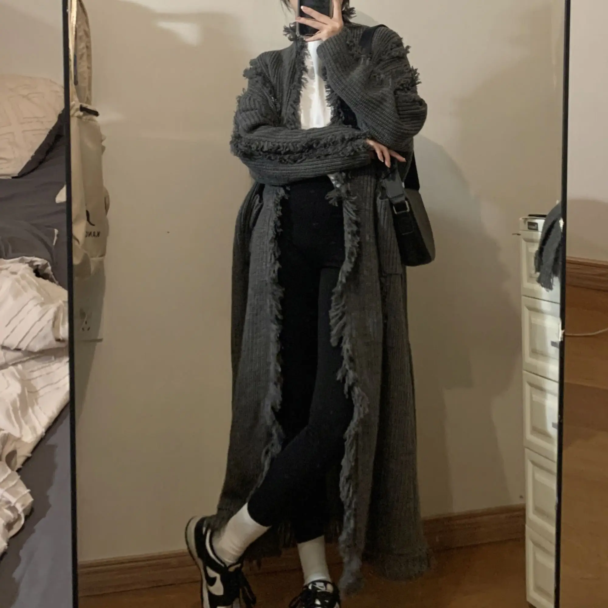 

Женский Длинный Кардиган с длинным рукавом, свободный трикотажный кардиган в Корейском стиле, модель W552 на осень и зиму, 2023