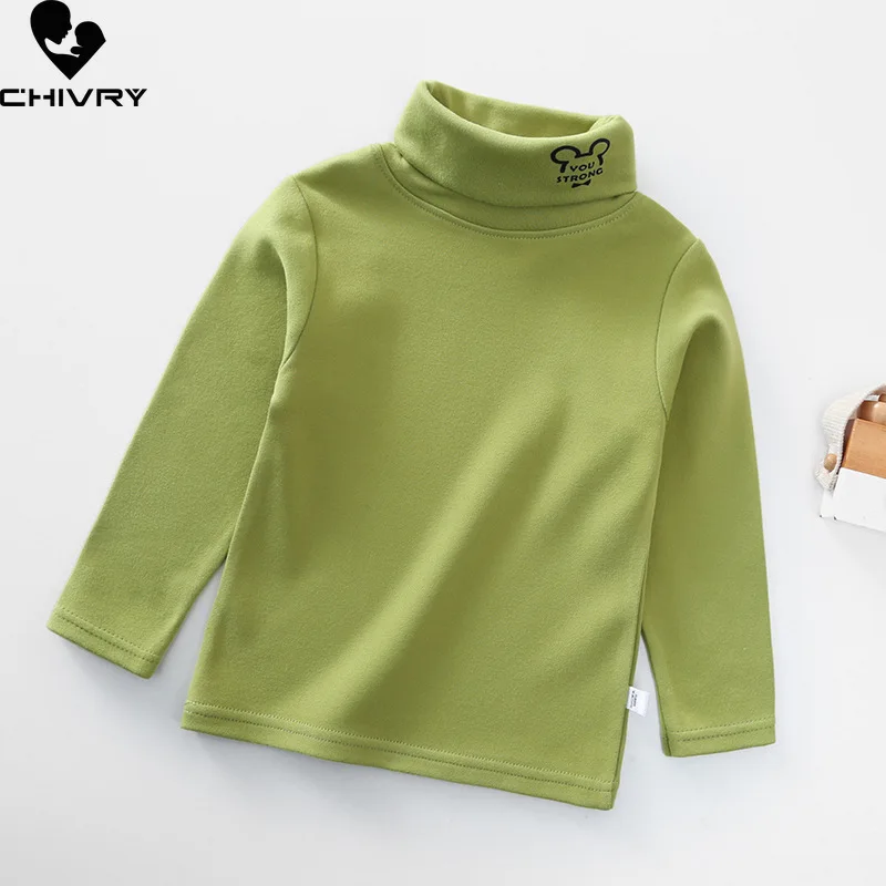 Kids T-Shirts New 2022 Spring Autumn Boys Girls Kids Fashion Solid T Shirt Tops Children Turtleneck Long Sleeve Casual T-shirts