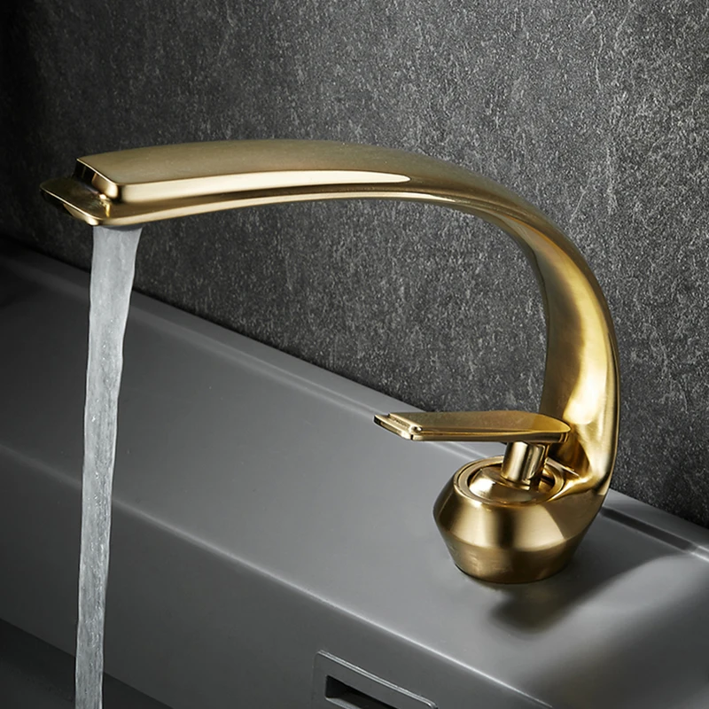 

Basin Faucet Brushed Gold Bathroom Mixer Tap Antique Wash Faucet Black Gold Lavotory Faucet Brass Hot and Cold Waterfall Faucets