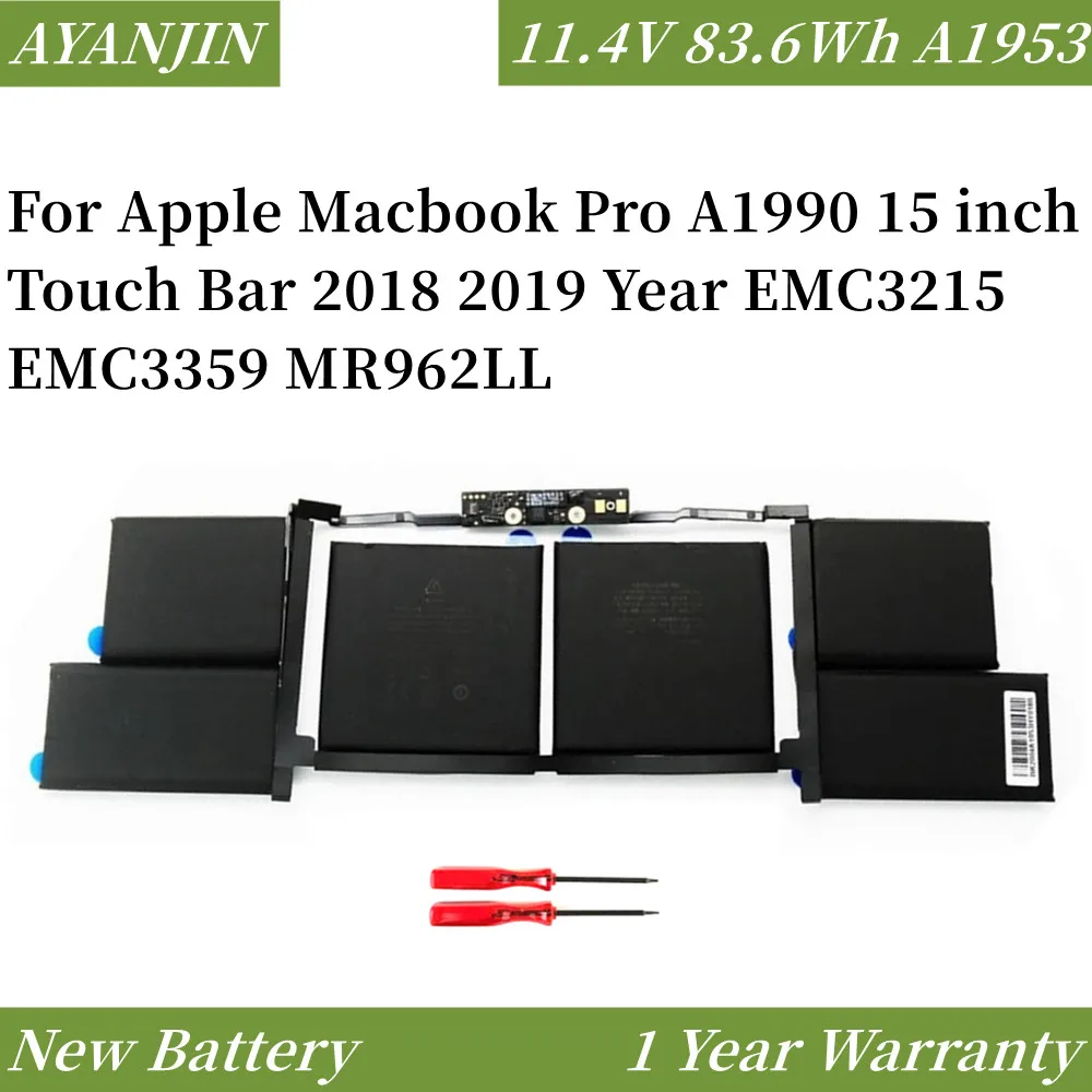 Bateria do Portátil para Apple Macbook Pro A1990 11.4v 14.6 wh A1953 Touch Bar de 15 20232023 Ano Emc3215 Emc3359 Mr962ll