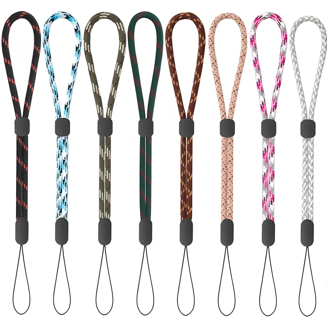 8pc 조정 가능한 나일론 손목 스트랩 끈 다채로운 색상의 휴대 전화 카메라 USB 플래시 드라이브 ID 배지 홀더