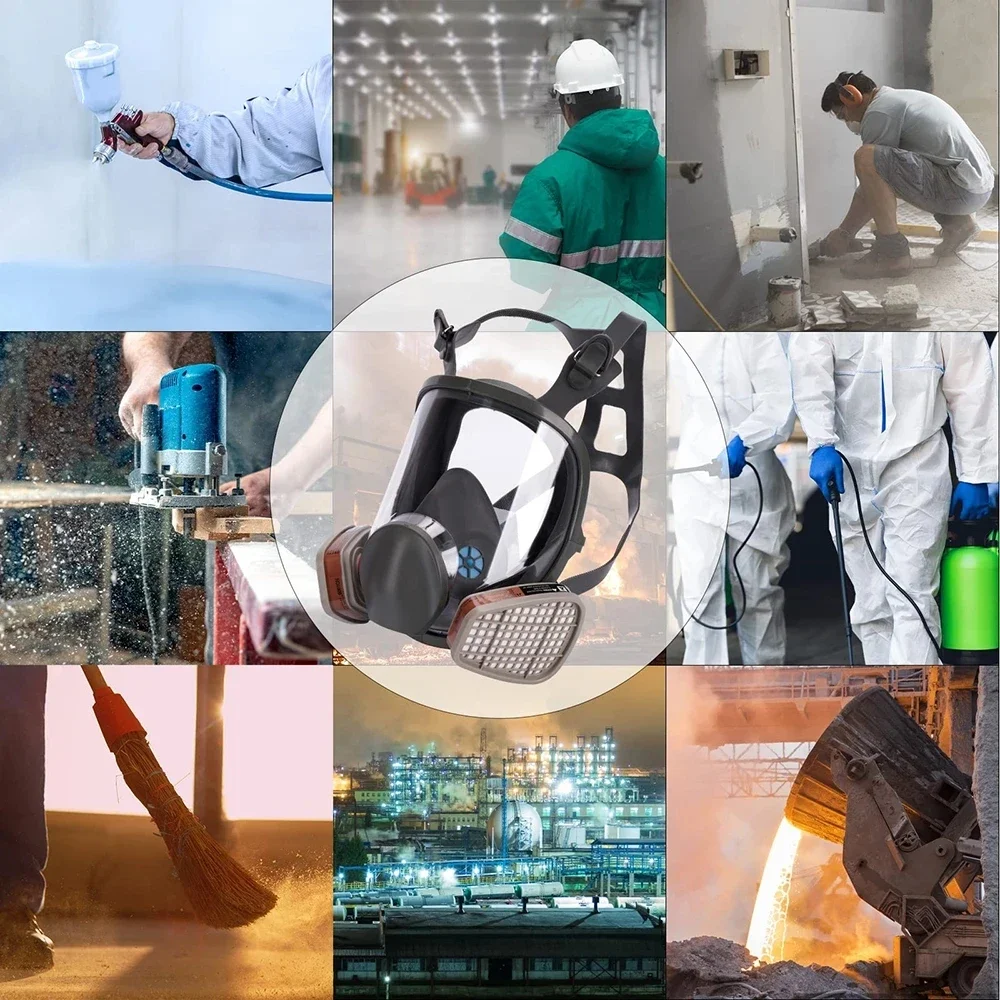 6800 Industrial Painting Spraying Respirator Gas Mask Filter Suits Safety Work Protection Dust Full Face Mask Replace for 3M