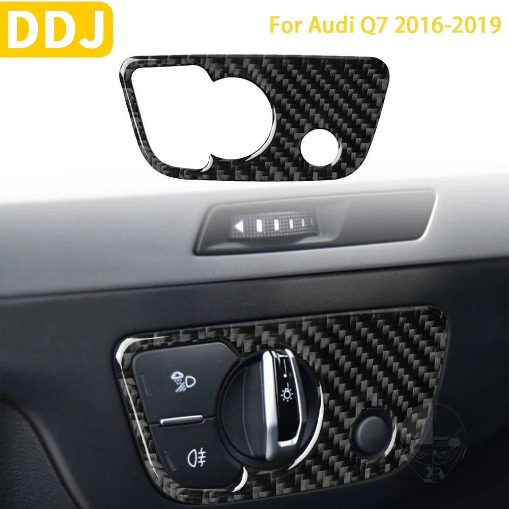 Для Audi Q7 2016 2017 2018 2019 аксессуары из углеродного волокна для автомобильной внутренней фары переключатель панель отделка наклейка украшение автомобильная центральная панель из углеродного волокна задняя наклейка отделка для audi a3 2014 2015 2016 2017 lhd