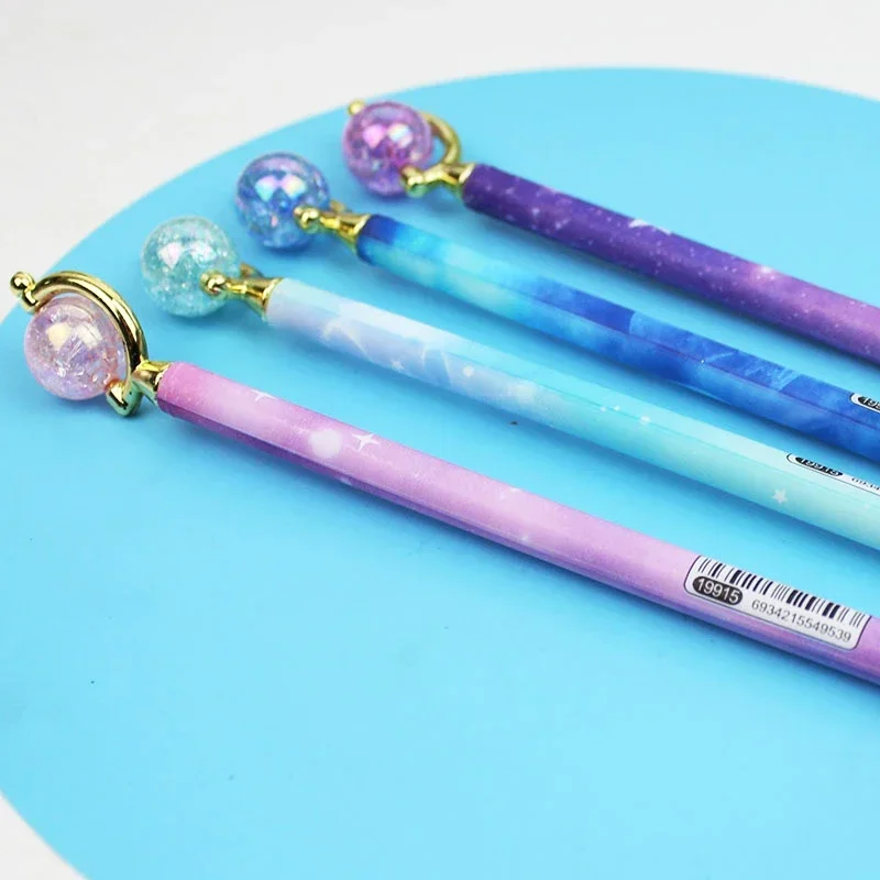 창의적인 별이 빛나는 하늘 젤 펜, 검정 잉크 중립 펜, 학생용 한국 문구, 학교 사무용품, 0.5mm, 4 개