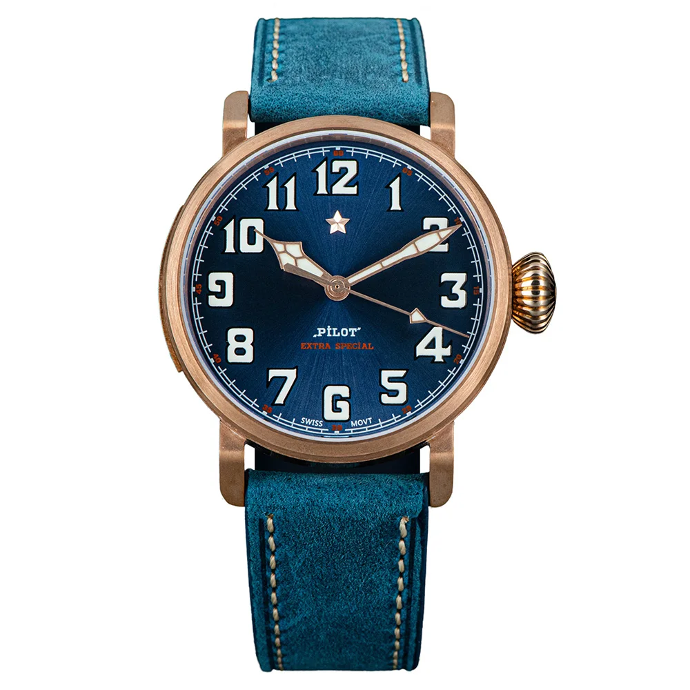 Sugess Pilot Bronze Automatic Men Watch Tianjin St2130 Movimento Bgw9 Orologio Da Polso Luminoso Sapphire Crystal Skeleton Cusn8 Case