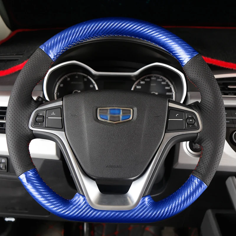 

For Geely Boyue Binyue Dihao GL Xingrui Binrui Borui icon Genuine Leather Hand-sewn Anti-skid Interior Car Steering Wheel Cover