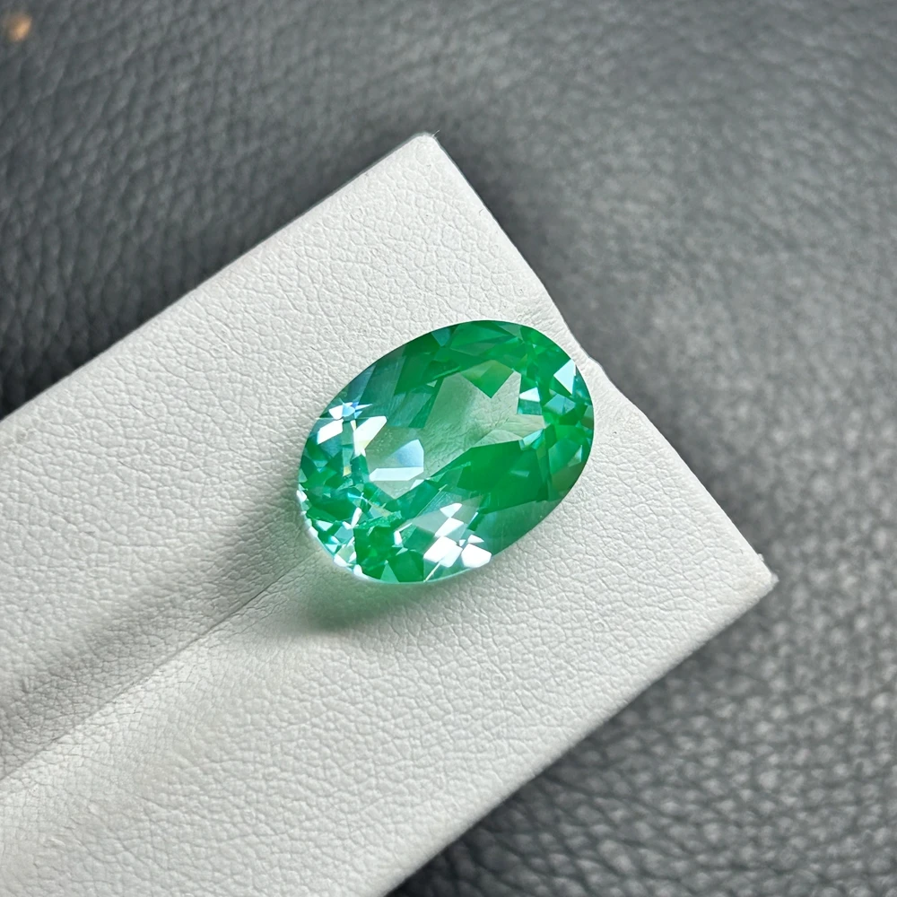 6A Quality Oval Cut 15 Carat 13X18mm Lab Created Brazil Green Sapphire