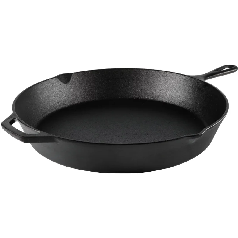 Pre-Seasoned Cast Iron Dual Handle Skillet with Glass Lid - 15