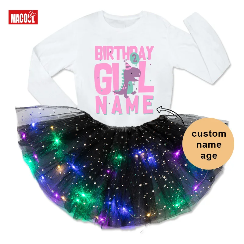 

2023 Dresses for Kids Girls dinosaur Board Dress Baby Girls Clothes Birthday Dresses for Girls Holiday Party Princess Dress