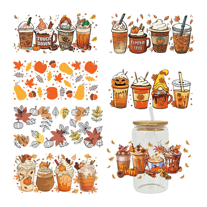 DTF Transfer Sticker Autumn Theme for 16oz Libbey Glasses