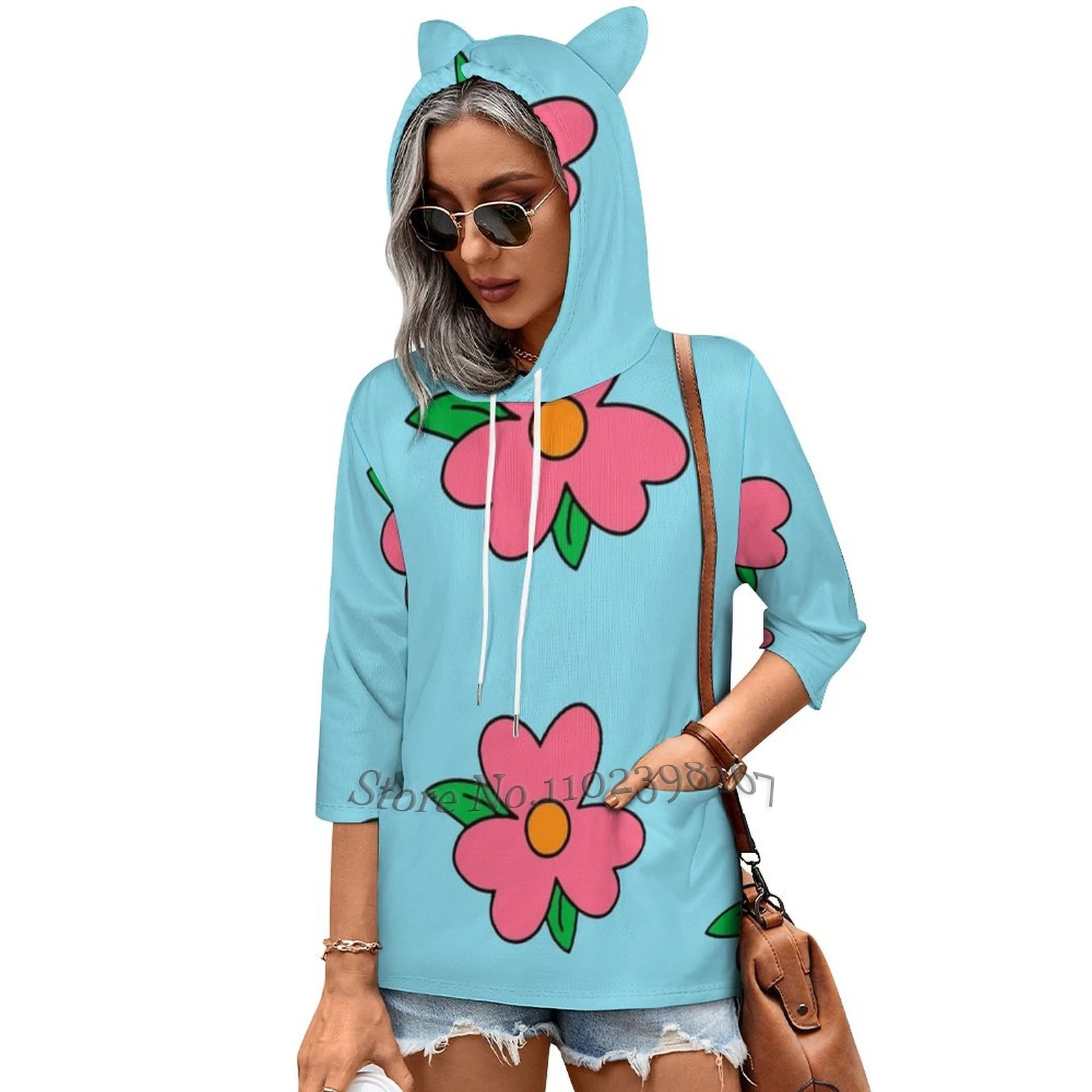 Fat Homer Blue Dress Pattern Big Flower Hoodie Sweatshirt Women Drawstring  Printed Pocket Hooded Sweatshirts Over Weight Fat - AliExpress