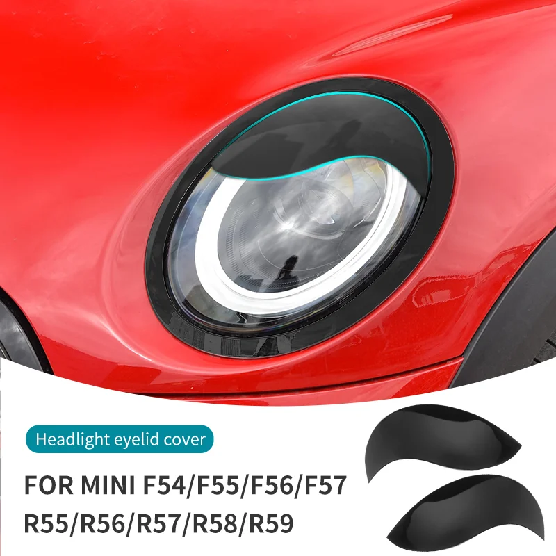 ABS Glossy And Matt Black Color Angry Eyelid For MINI Cooper F65 F66 F54 F55 F56 F57 R55 R56 R57 R58 R59 Car headlight sticker