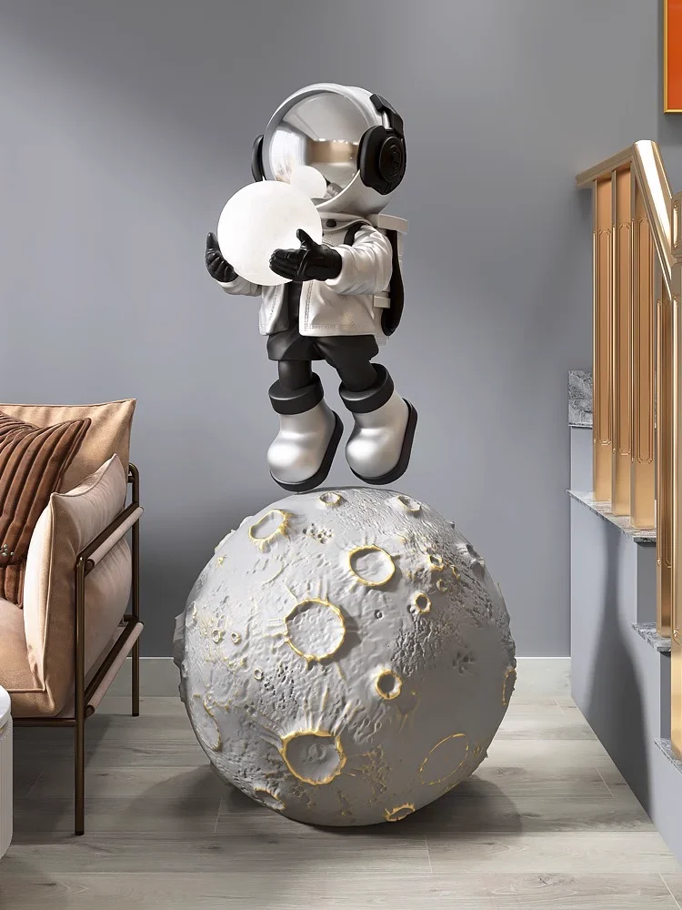 Astronaut Sculpture Small Lamp, Large Living Room Floor-standing Ornaments, Bedroom Sleep Lamp, Home Accessories