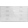 Contemporary 3/8 Drawer Double Bedroom Dresser in White with Modern Silver Color Bar Handles 2