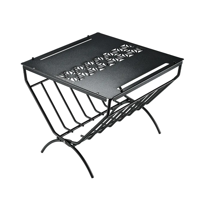T-285A CAMPINGMOON Folding Firewood Rack Camping Heat-Resistant Storage Table Foldable Portable Desktop Firewood Storage Rack