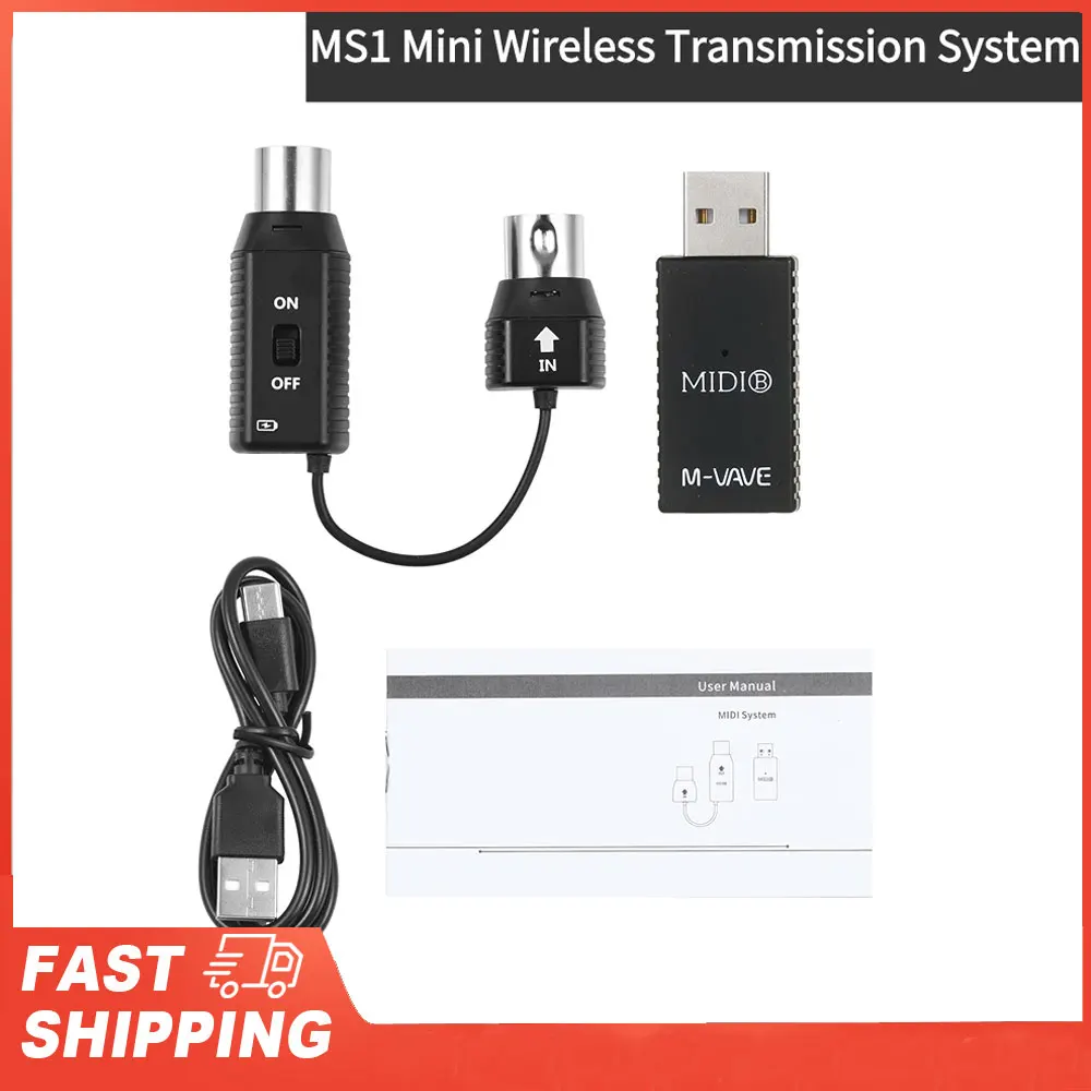 M-VAVE MS1 MIDI Wireless Adapter Plug and Play Support Mini Wireless Transmission System MIDI System for Devices with