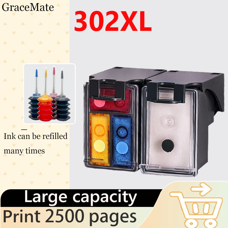 EURO Refillable Ink Cartridge Replacement for HP 302 302XL for HP Officejet  3830 4650 4656 5200 5212 5220 5230 5258 5264 Printer - AliExpress