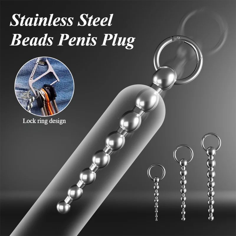 Penis Sex Toys Stainless Steel Beads Penis Plug Dilator Gradient Size Urethral Catheter Stimulator Male Masturbation Adult Toys Metal Sounding
