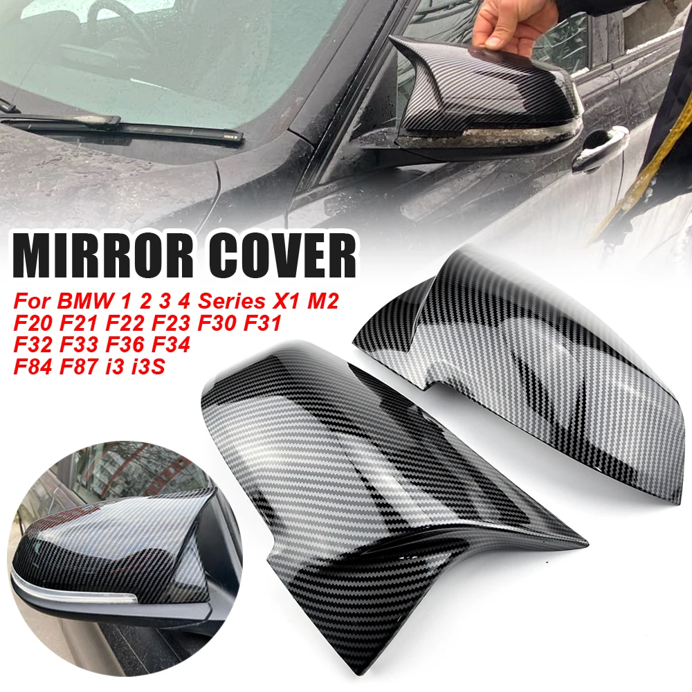 

2 pieces Rearview Mirror Cover Cap Carbon Black for BMW Series 1 2 3 4 X M 220i 328i 420i F20 F21 F22 F23 F30 F32 F33 F36 X1