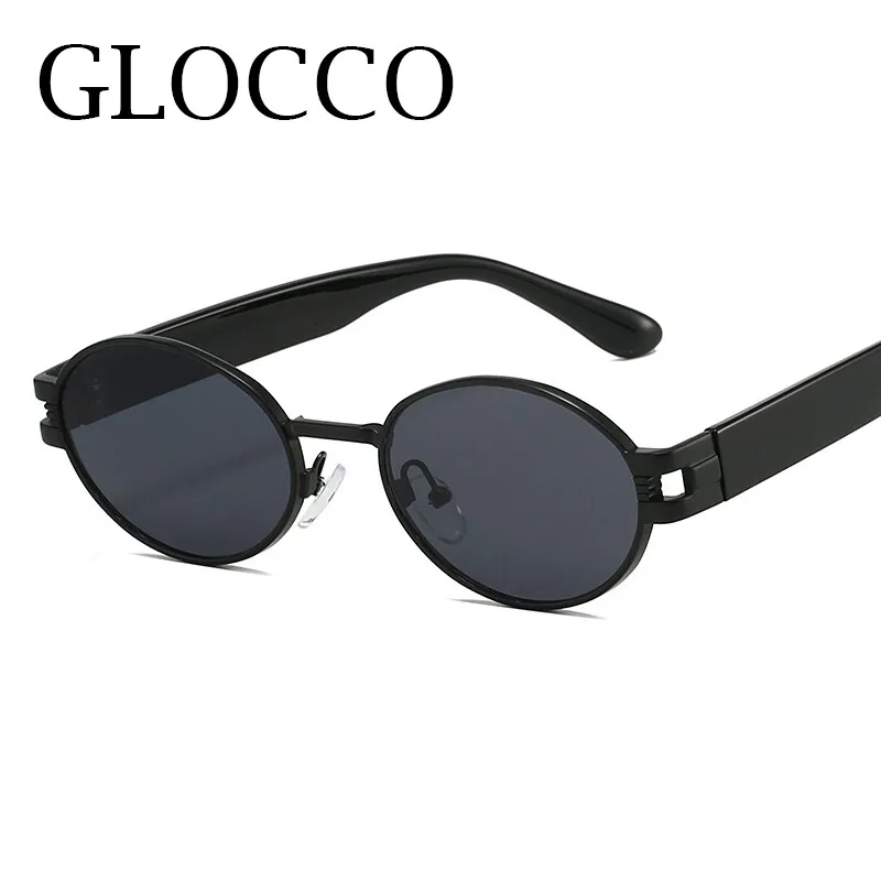 Luxury Unisex Oval Metal Sunglasses - Designer Black UV400 Fashion Shades