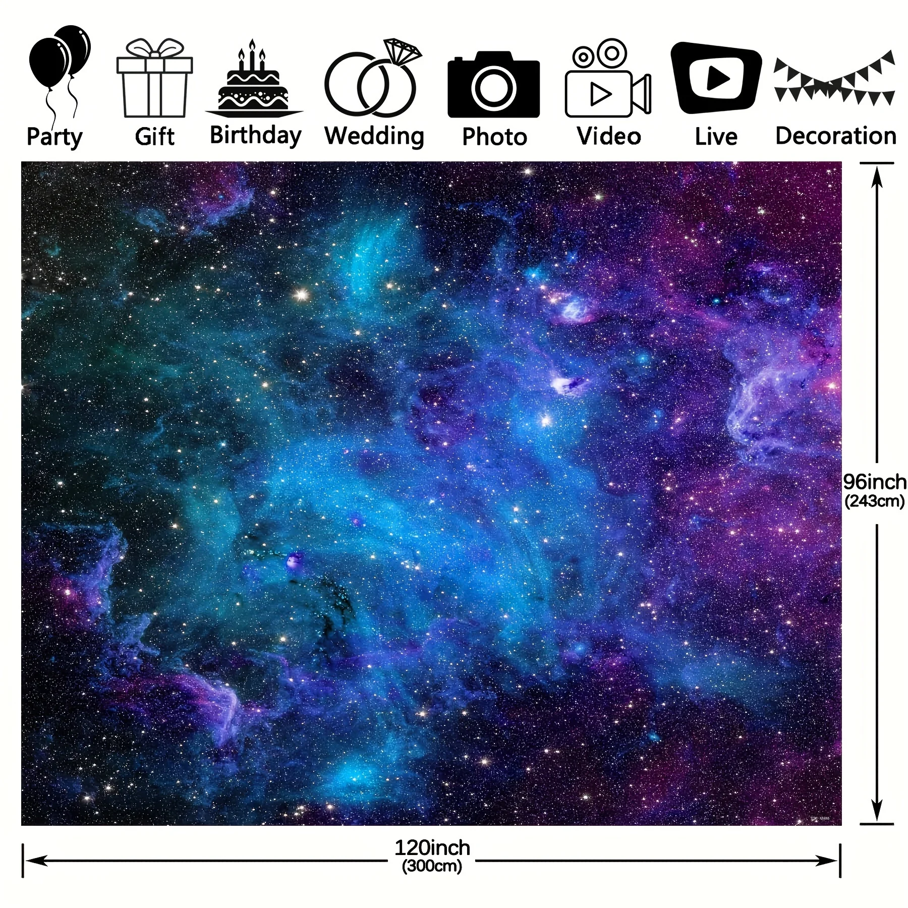 Party Backdrop Curtain Outer space stars galaxy polyester photographic background cosmic planets Milky Way party photo background tapestry