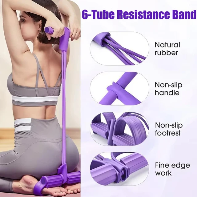 6-Tube Resistance Band Multi Function Tension Rope Fitness Bands 6-Tube Elastic Yoga Pedal Puller For Sports Exercises At Gym
