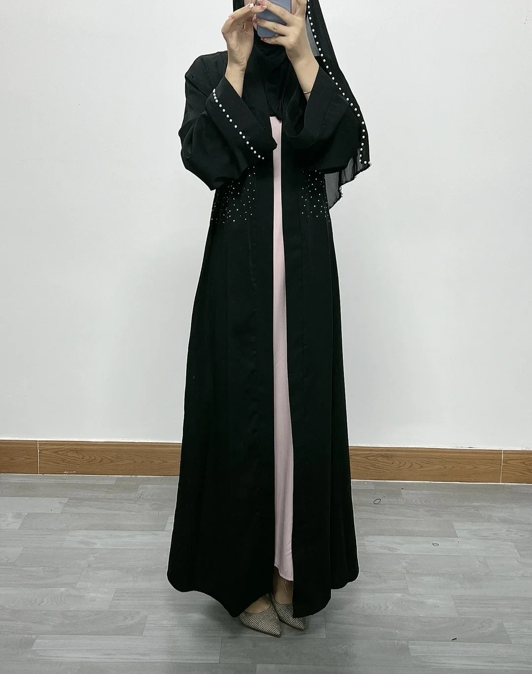 여성용 우아한 그물 컬러 비즈 라인 스톤 레이스 가디건 로브, 아랍, 중동 패션, Jalabiya