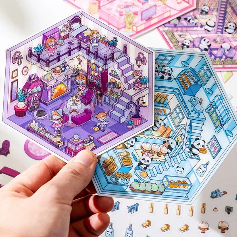 3D  Landscaping Sticker Cross-border DIY Girl Heart Hand Account Collage Cute Cartoon Miniature Hand Account Sticker