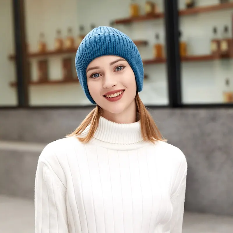 Winter Männer und Frauen Gestrickte Woolen Mode Im Freien Einfarbig Verdickt Warme Ohr Schutz Reiten Kalten Abdeckung Hut_voghion.com