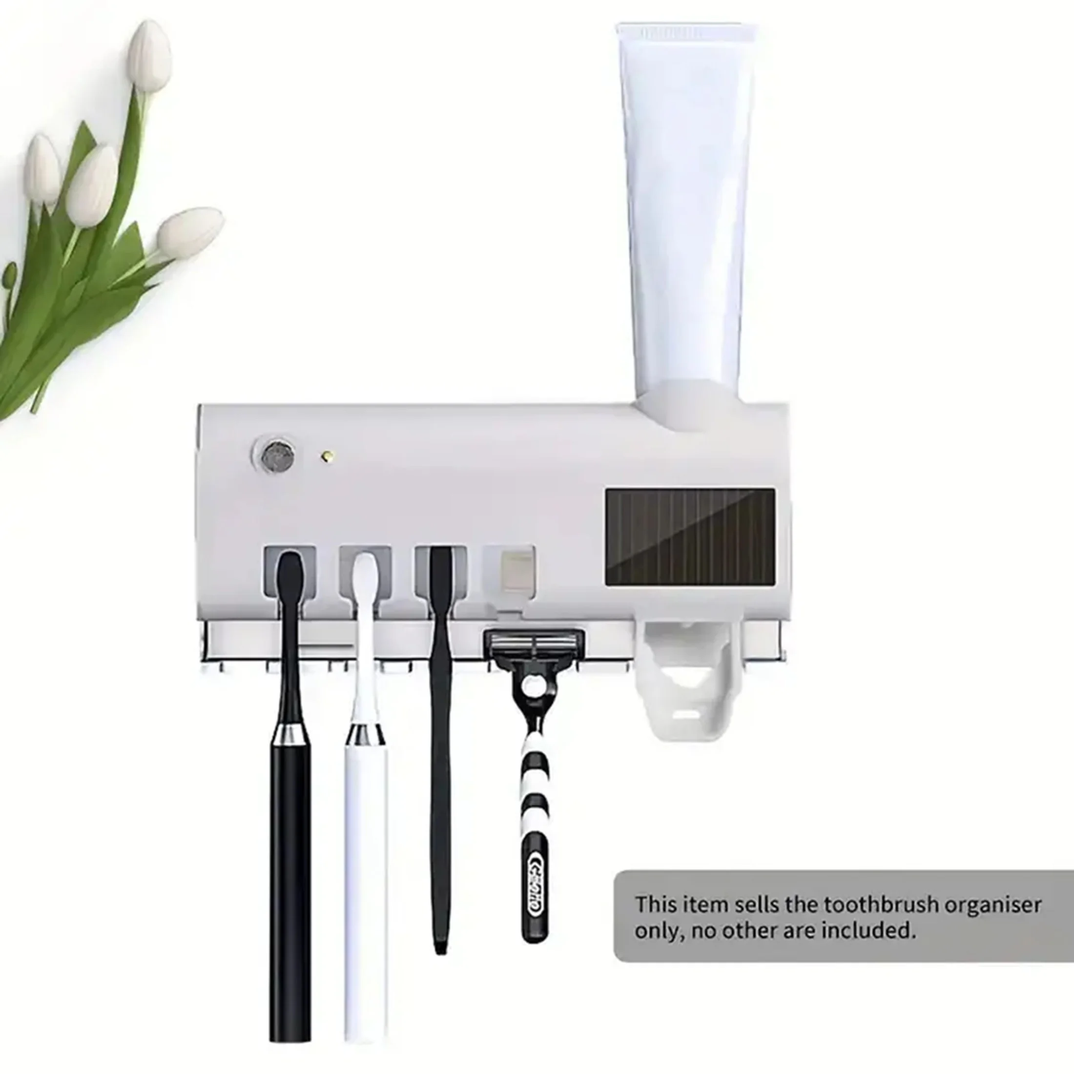 Wall Mounted Toothbrush Holder 4-slot Bathroom Storage Box No Drilling Installation New Year