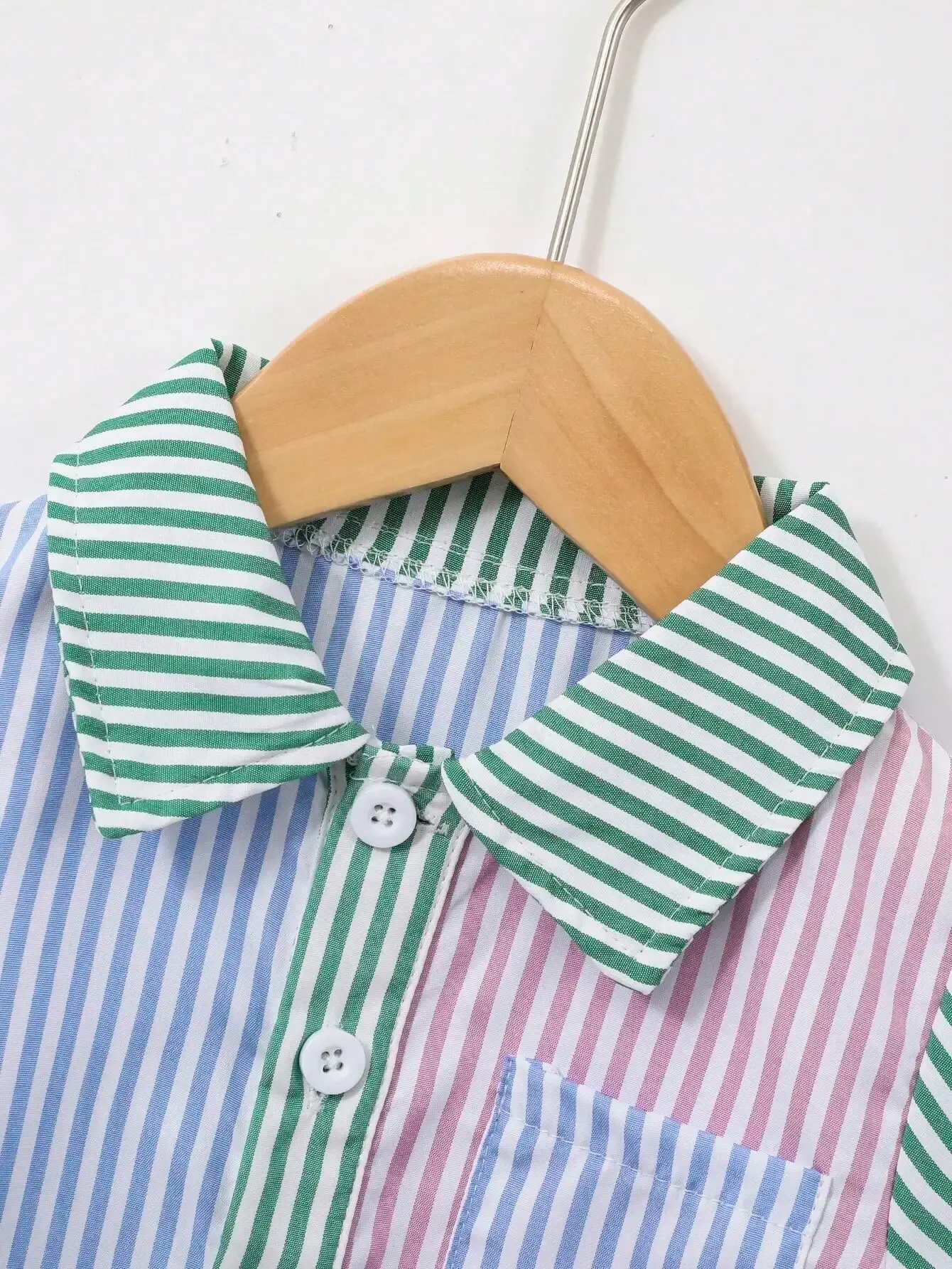 Baby Boy Outfits 2 Piece Summer Striped Shirt Single Breasted Short Sleeve Color Matching Shorts