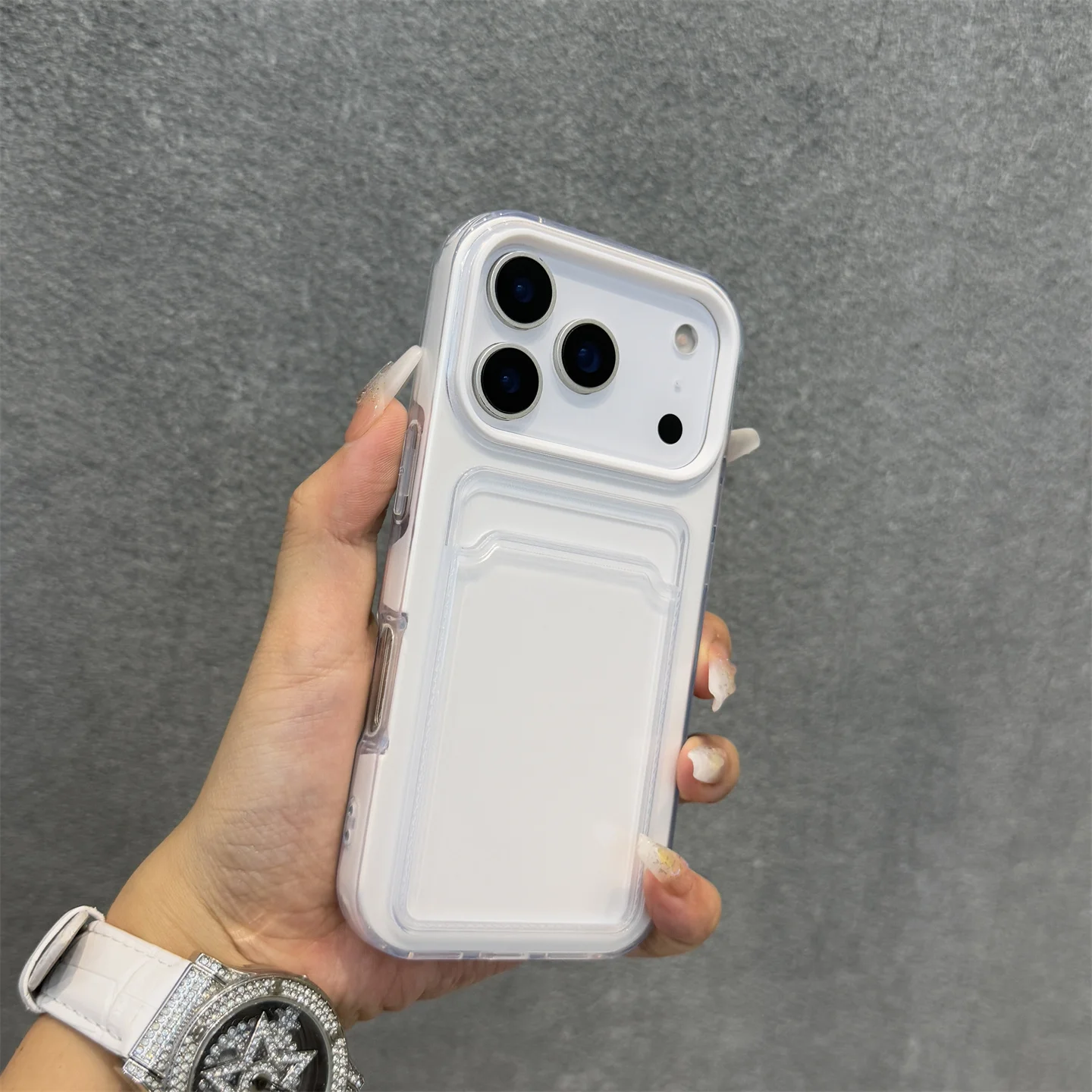 Candy Color Shockproof Phone Case with Card Slot and Photo Clip