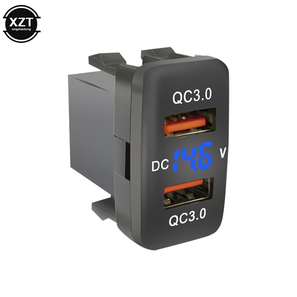 듀얼 QC3.0 급속 충전 USB 자동차 충전기 소켓, 도요타 자동차 액세서리 방수, 전압 디스플레이 전원 어댑터 포함, 12V-24V