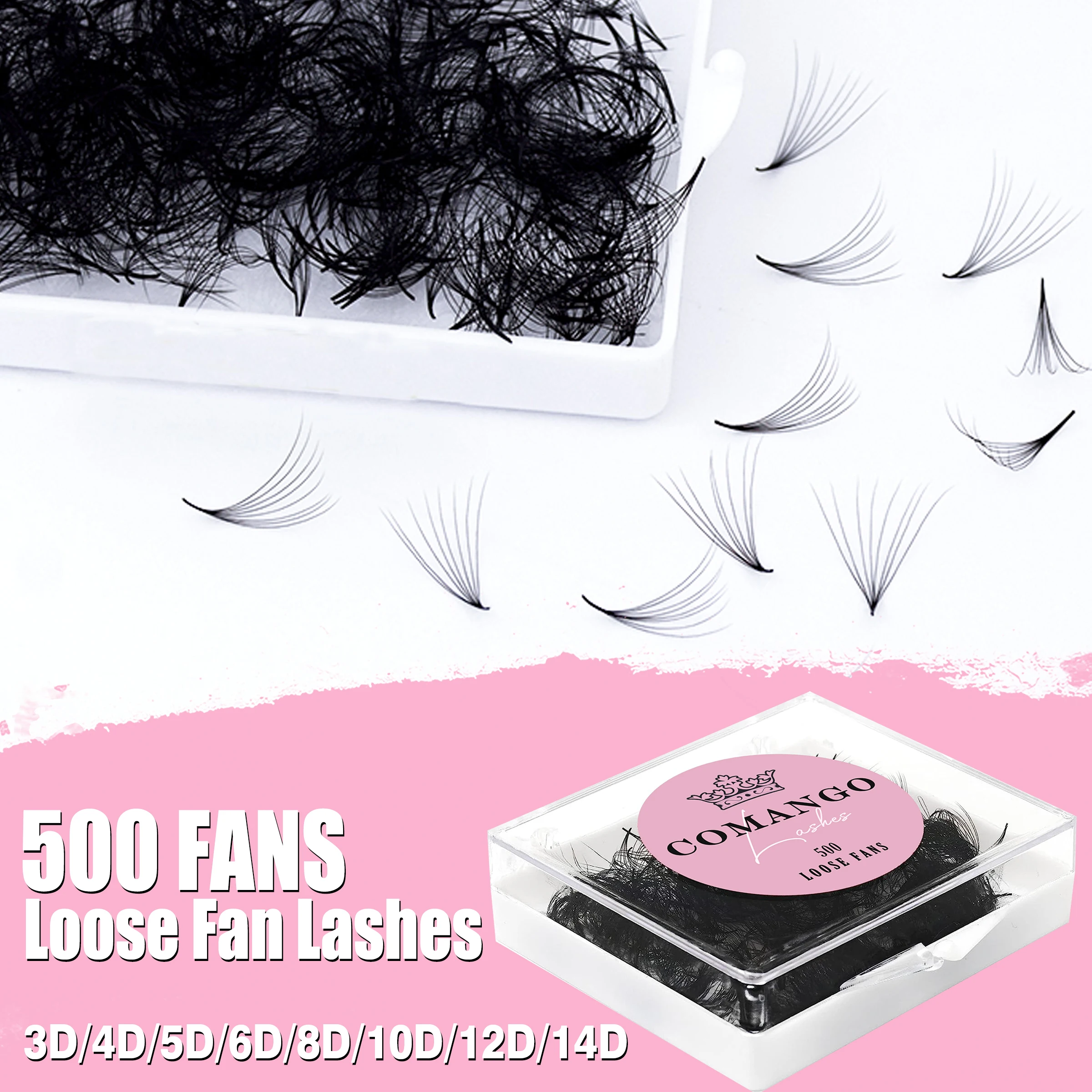 

CoMango Promade Fans Eye Lashes Extension Bulk 3D 4D 5D 6D Short Stem 0.07/0.10 C/D Curl Volume Premade Fans
