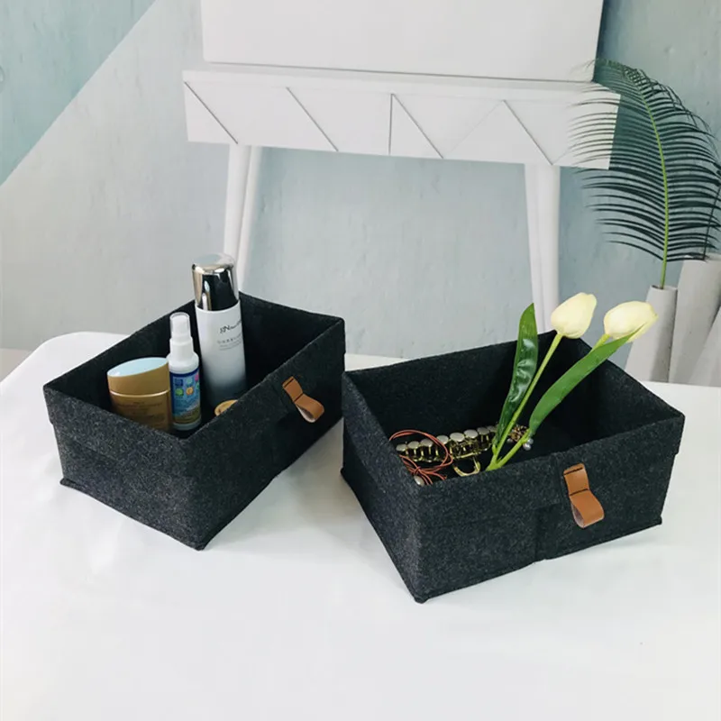 Desktop Storage Baskets Felt fabric Bedroom countertop Organize Basket Pen holder Sundries Cosmetics Storage,Basket of flowe 3