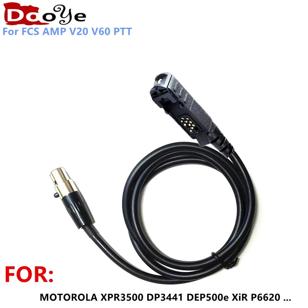 For FCS Tactical Headset V20 V60 PTT Connects Cable Adaptor，Connector Standard KN6 to  XPR3500 DP3441 DEP500e XiR P6620