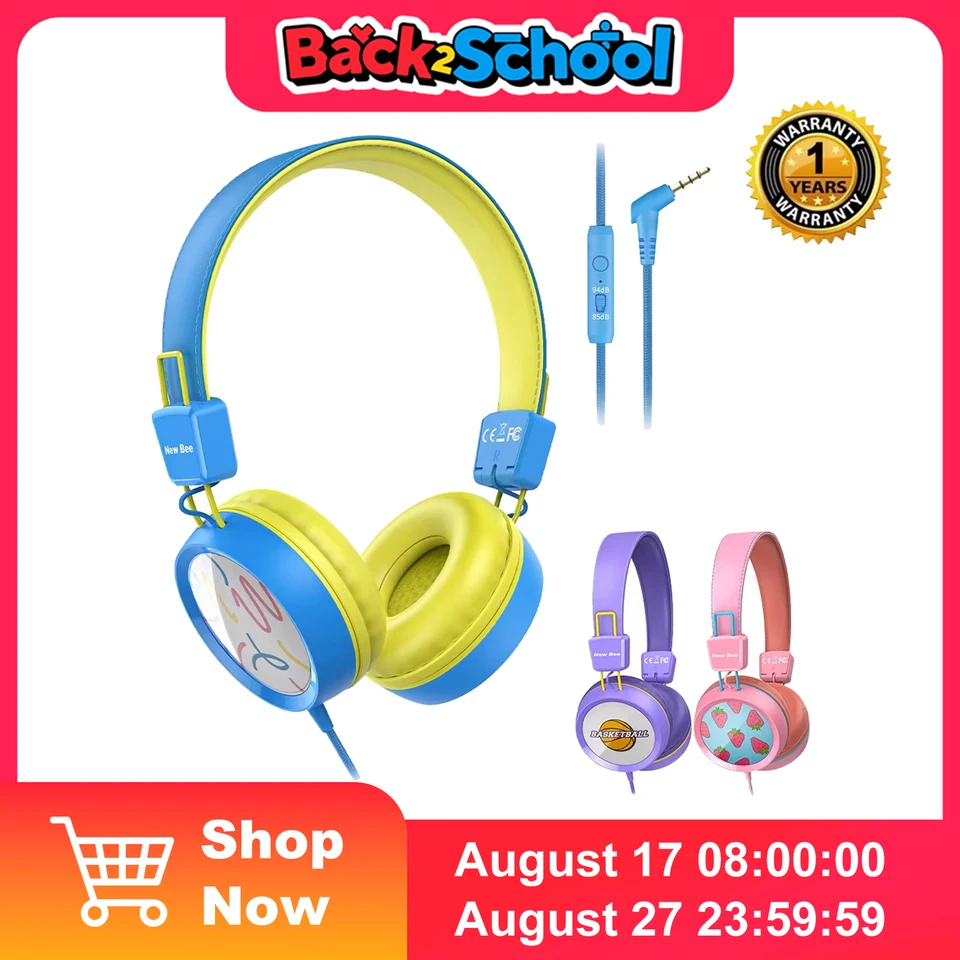 New Bee KH20 Kids Study Wired Headphones Headset Headphone