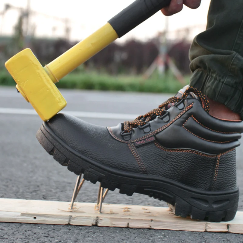 Botas de seguridad resistentes al desgaste para hombre, zapatillas de trabajo antigolpes y antipinchazos, botas impermeables, botas de trabajo protectoras indestructibles